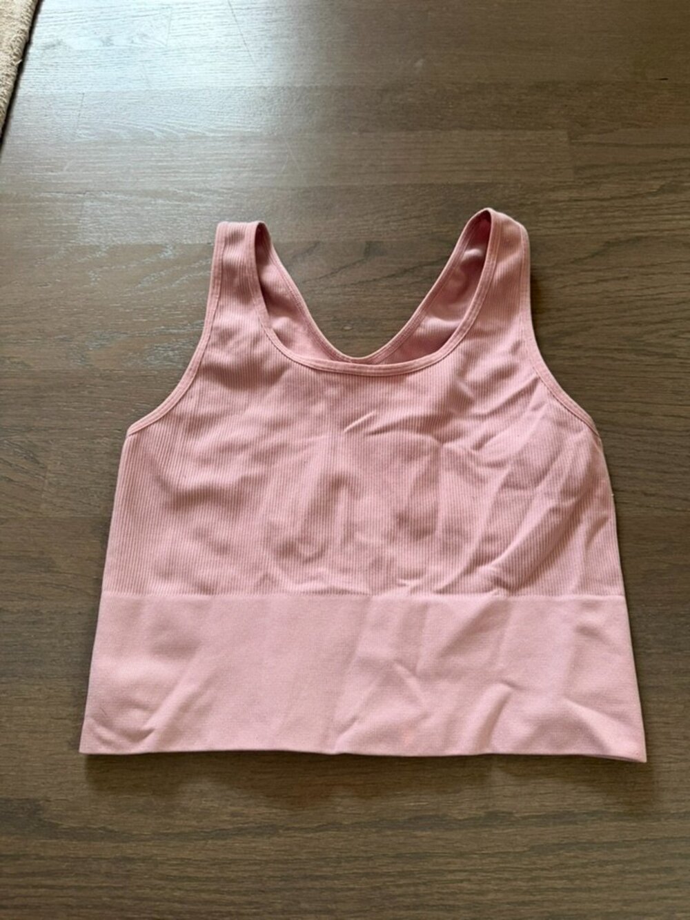 H&M Sport Seamless Ribbed Longline Sports Bra Pink Size S